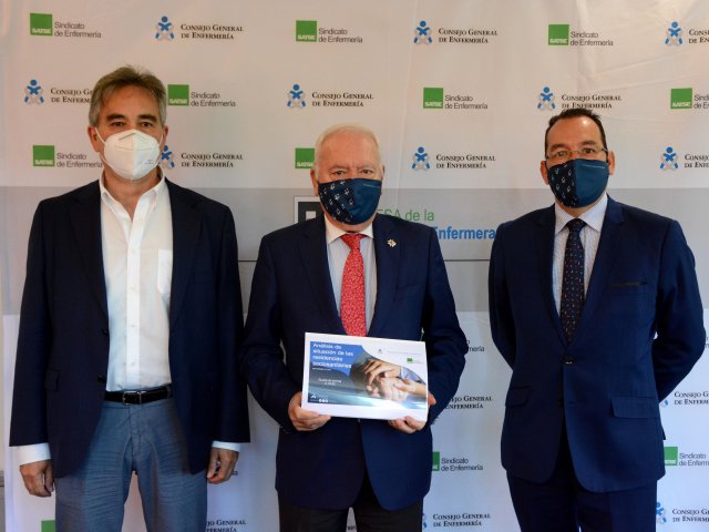 Manuel Cascos (Satse), Florentino Pérez Raya (CGE) y José Luis Cobos (CGE)